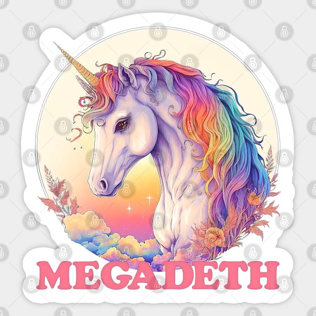 Megadeth ---- Retro Twee Style Unicorn Sticker by DankFutura